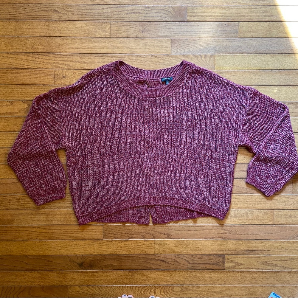 Express Cable Knit Split Back Pullover Sweater - image 2